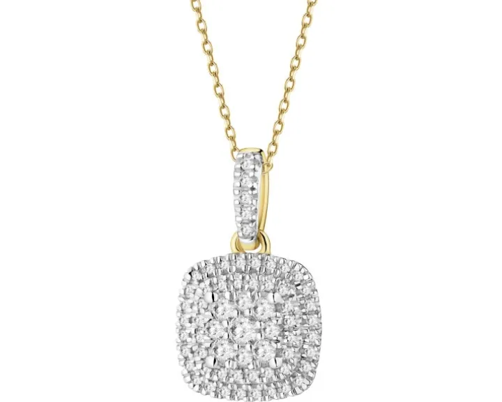 Zawieszka z żółtego złota z diamentami - 0,20 ct - próba 585