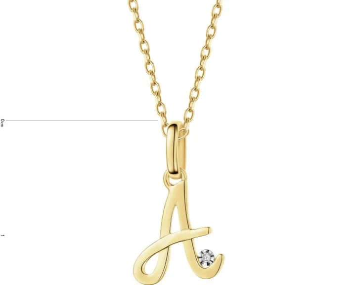 Zawieszka z żółtego złota z diamentem - litera A - 0,003 ct - próba 375