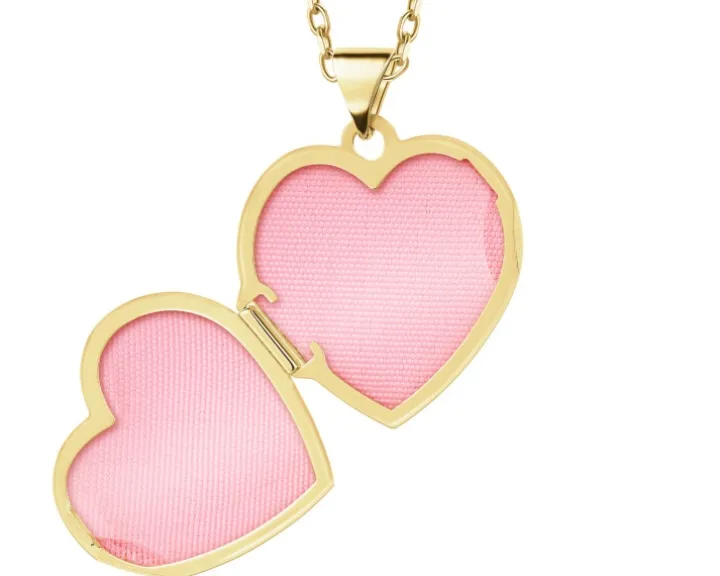 Zawieszka z żółtego złota z diamentem - puzderko - serce - 0,005 ct - próba 585