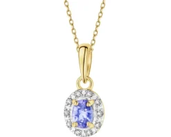 Zawieszka z żółtego złota z diamentami i tanzanitem - próba 585