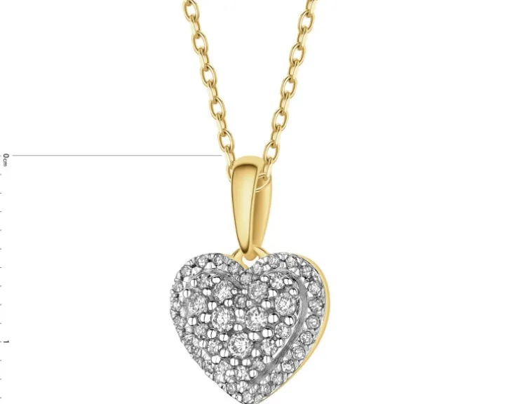 Zawieszka z żółtego złota z diamentami - serce - 0,15 ct - próba 585