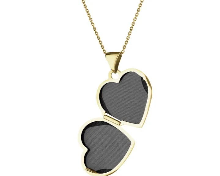 Zawieszka z żółtego złota z diamentem - puzderko - serce - 0,005 ct - próba 585