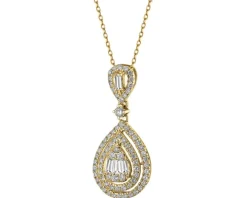 Zawieszka z żółtego złota z diamentami - 0,38 ct - próba 585
