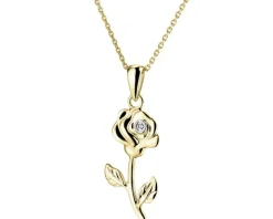 Zawieszka z żółtego złota z diamentem - róża - 0,005 ct - próba 585