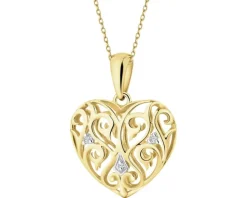 Zawieszka z żółtego złota z diamentami - serce - 0,01 ct - próba 585