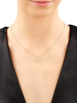 Zawieszka z żółtego złota z diamentem - serce, koniczyna - 0,002 ct - próba 375