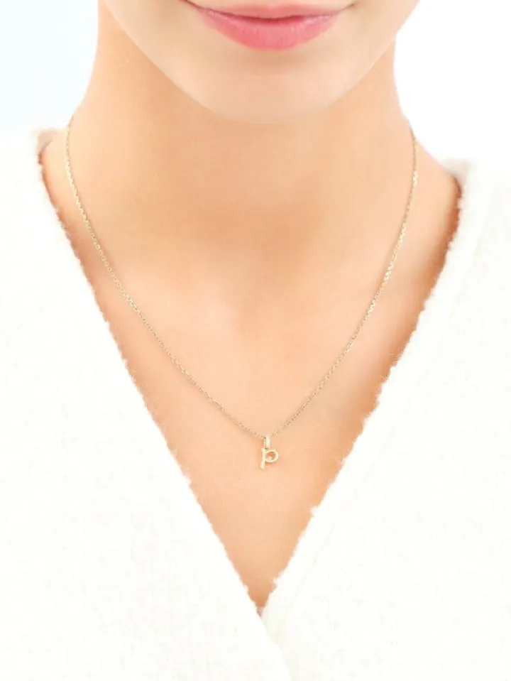 Zawieszka z żółtego złota z diamentem - litera P - 0,003 ct - próba 375