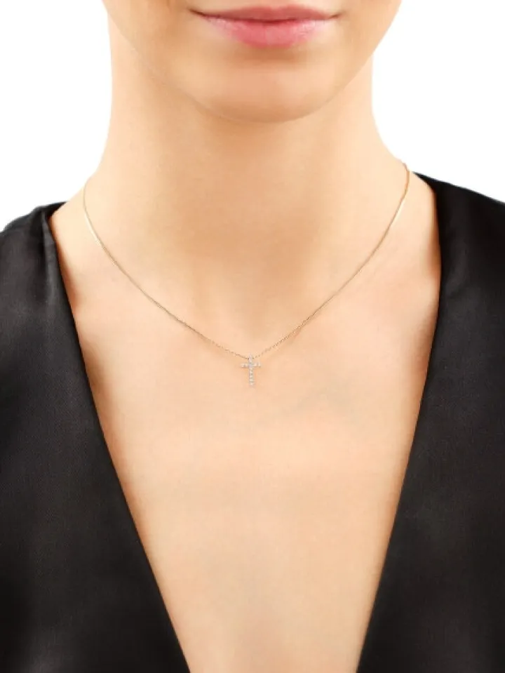 Zawieszka z żółtego złota z diamentami - krzyż - 0,03 ct - próba 585