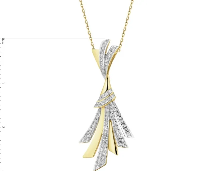 Zawieszka z żółtego złota z diamentami - 0,18 ct - próba 585