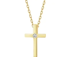 Zawieszka z żółtego złota z diamentem - krzyż - 0,004 ct - próba 375