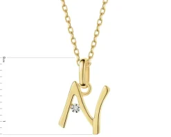 Zawieszka z żółtego złota z diamentem - litera N - 0,003 ct - próba 375