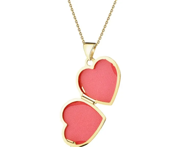 Zawieszka z żółtego złota z diamentami - puzderko - serce - 0,01 ct - próba 375