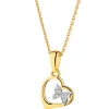 Zawieszka z żółtego złota z diamentami - motyl, serce - 0,006 ct - próba 585