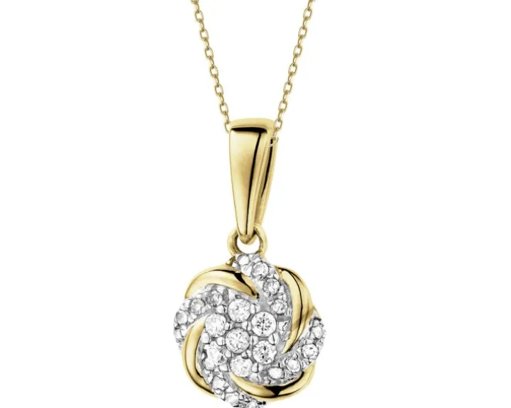 Zawieszka z żółtego złota z diamentami - 0,07 ct - próba 585