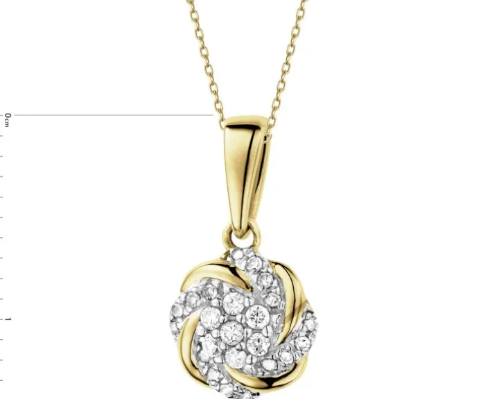 Zawieszka z żółtego złota z diamentami - 0,07 ct - próba 585