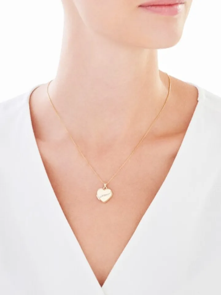 Zawieszka z żółtego złota z diamentami - puzderko - serce - 0,01 ct - próba 375