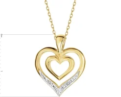 Zawieszka z żółtego złota z diamentami - serca - 0,005 ct - próba 585