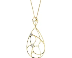 Zawieszka z żółtego złota z diamentami - 0,04 ct - próba 585