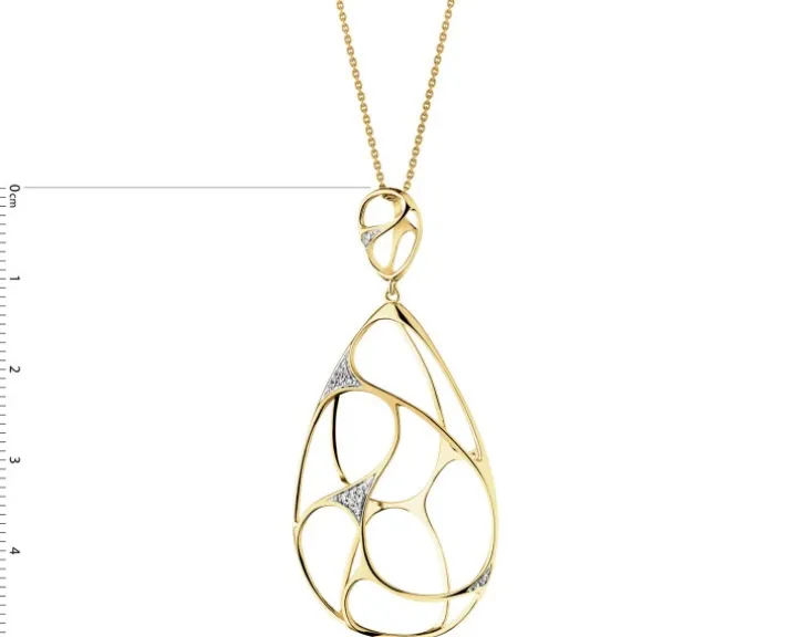 Zawieszka z żółtego złota z diamentami - 0,04 ct - próba 585