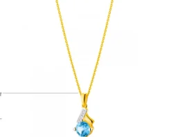 Zawieszka z żółtego złota z diamentami i topazem - próba 375