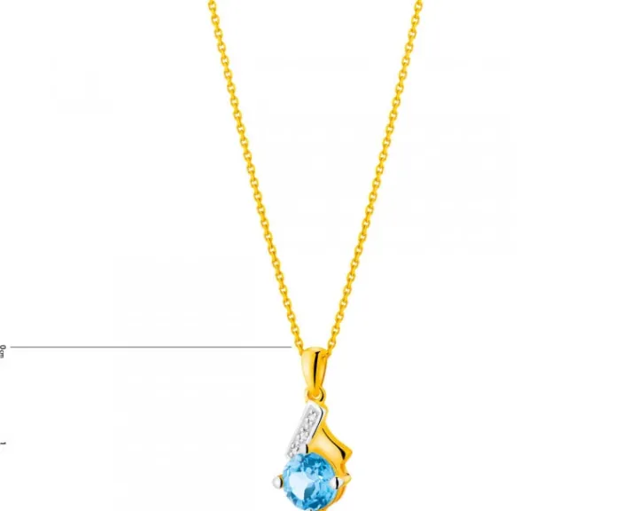 Zawieszka z żółtego złota z diamentami i topazem - próba 375