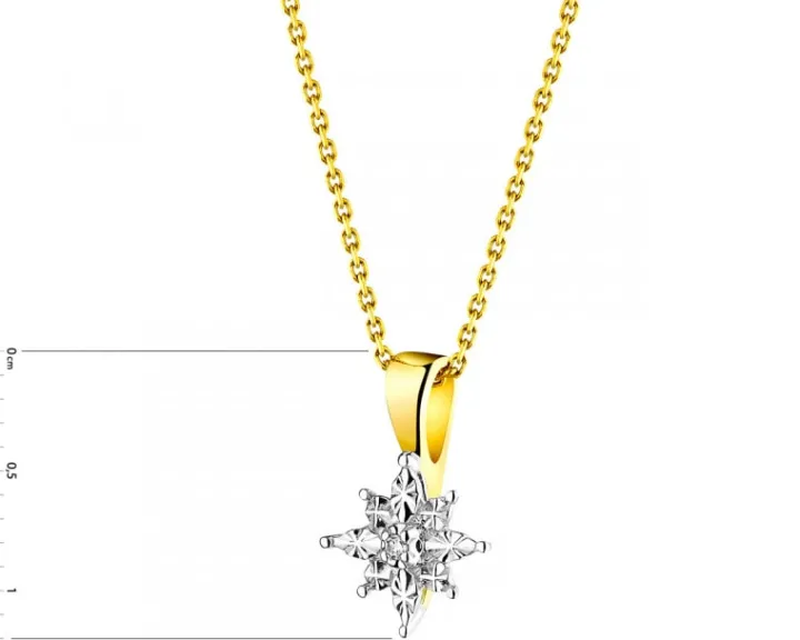 Zawieszka z żółtego złota z diamentem - gwiazda - 0,005 ct - próba 375