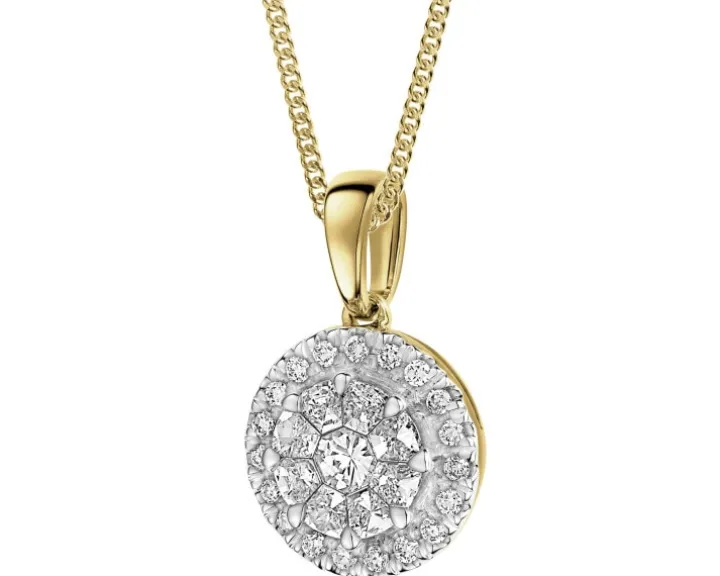 Zawieszka z żółtego złota z diamentami - 0,41 ct - próba 585