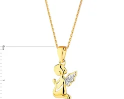 Zawieszka z żółtego złota z diamentem - aniołek - 0,004 ct - próba 585