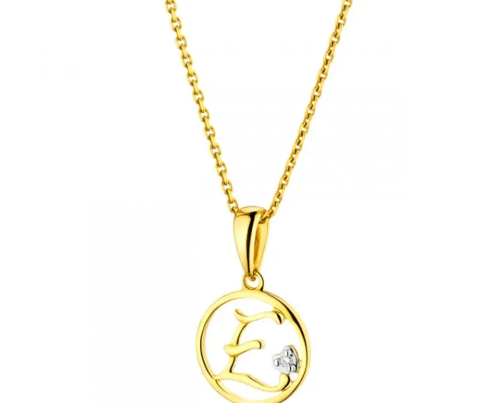 Zawieszka z żółtego złota z diamentem - litera E - 0,003 ct - próba 585