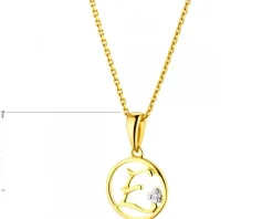 Zawieszka z żółtego złota z diamentem - litera E - 0,003 ct - próba 585