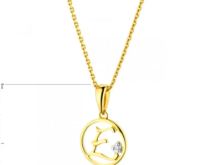 Zawieszka z żółtego złota z diamentem - litera E - 0,003 ct - próba 585
