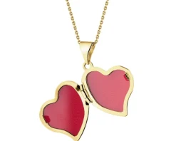 Zawieszka z żółtego złota z diamentem - puzderko - serce - 0,005 ct - próba 375