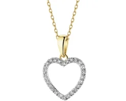 Zawieszka z żółtego złota z diamentami - serce - 0,10 ct - próba 585