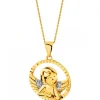 Zawieszka z żółtego złota z diamentami - aniołek - 0,01 ct - próba 375