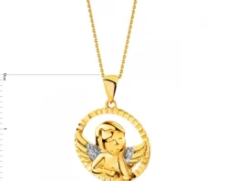Zawieszka z żółtego złota z diamentami - aniołek - 0,01 ct - próba 375