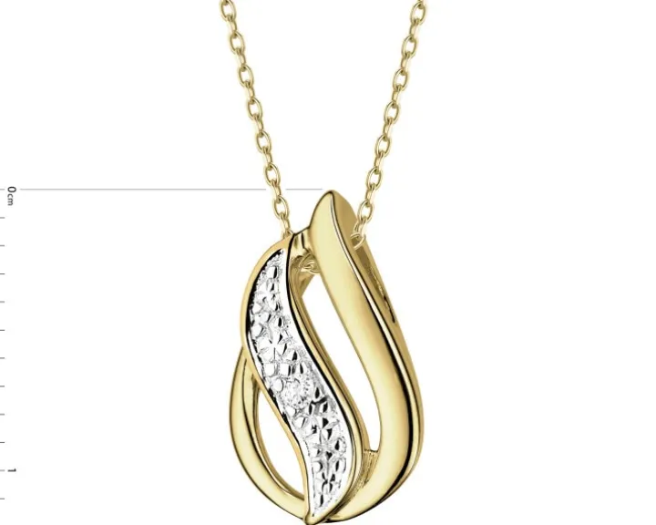 Zawieszka z żółtego złota z diamentem - 0,006 ct - próba 375