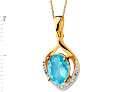 Zawieszka z żółtego złota z diamentami i topazem - próba 375