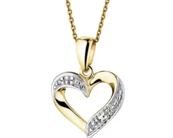 Zawieszka z żółtego złota z diamentami - serce - 0,01 ct - próba 585