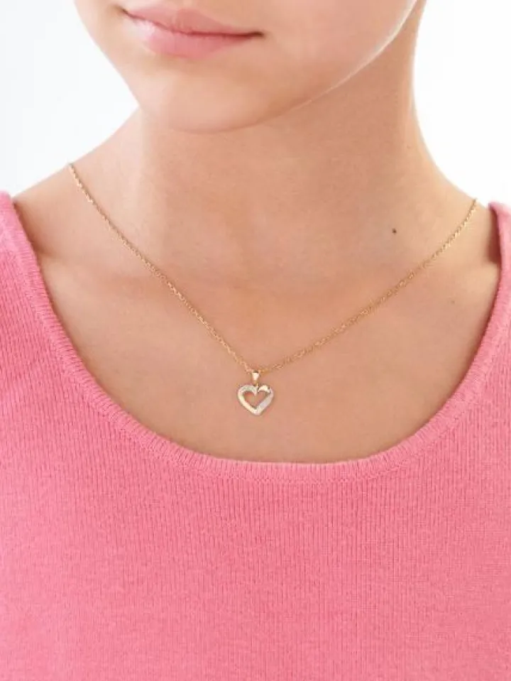 Zawieszka z żółtego złota z diamentami - serce - 0,01 ct - próba 585