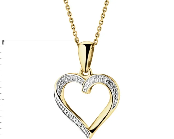 Zawieszka z żółtego złota z diamentami - serce - 0,01 ct - próba 375