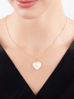 Zawieszka z żółtego złota z diamentem - puzderko - serce - 0,005 ct - próba 585