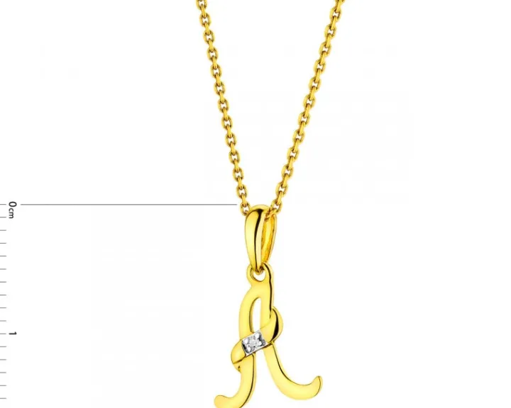 Zawieszka z żółtego złota z diamentem - litera A - 0,004 ct - próba 585
