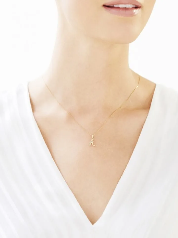 Zawieszka z żółtego złota z diamentem - litera A - 0,004 ct - próba 585