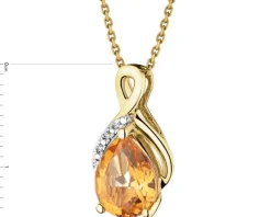 Zawieszka z żółtego złota z diamentami i cytrynem - próba 375