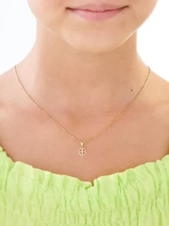 Zawieszka z żółtego złota z diamentem – serca, koniczyna - 0,003 ct - próba 375