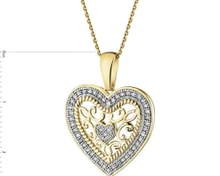 Zawieszka z żółtego złota z diamentami - serce - 0,14 ct - próba 585