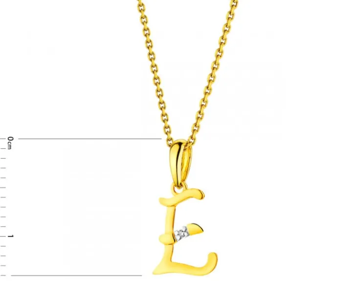 Zawieszka z żółtego złota z diamentem - litera E - 0,004 ct - próba 585