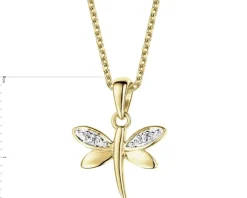 Zawieszka z żółtego złota z diamentami - ważka - 0,01 ct - próba 375