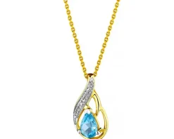 Zawieszka z żółtego złota z diamentem i topazem - próba 585