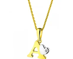Zawieszka z żółtego złota z diamentem - litera A - 0,004 ct - próba 375